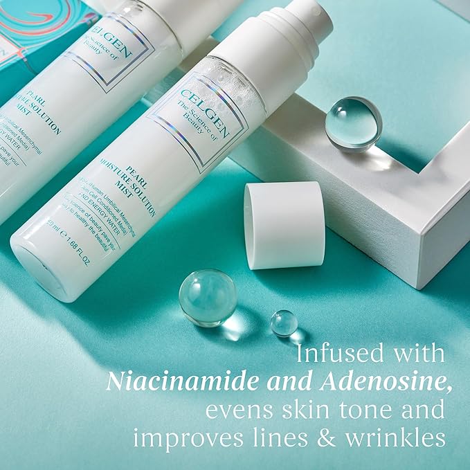 CELGEN] Pearl Moisture Solution Mist – 3-in-1 Toner, Makeup Primer & Setting Spray, Brightening & Hydrating Face Mist, 4.9 Fl. Oz./145ml-Velvo Beauty