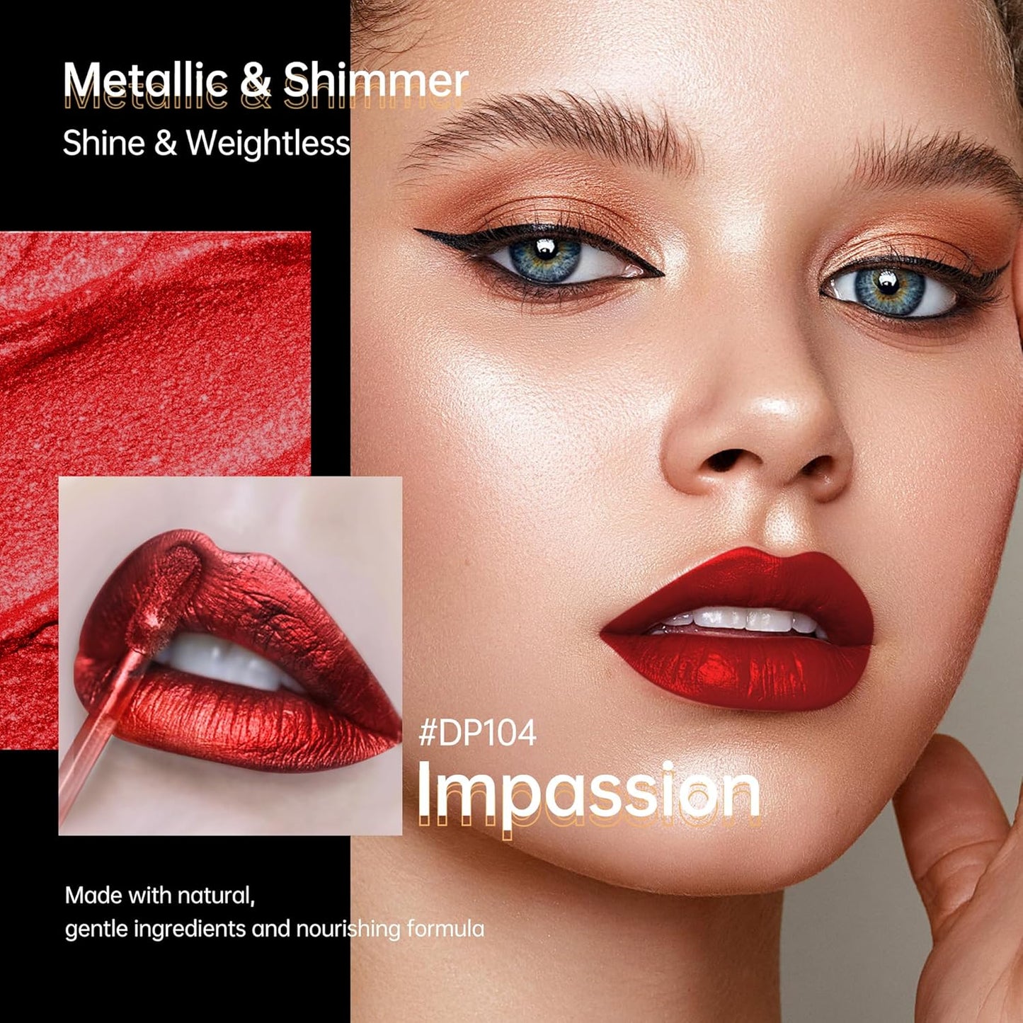 3Pc Lipsticks Set for Women Metallic Lipstick Long Lasting Dark Red Bronze Pink Lip Gloss, Metal Shine Lightweight Hydrating Full Coverage Lip Color, DP103/104/114-Velvo Beauty