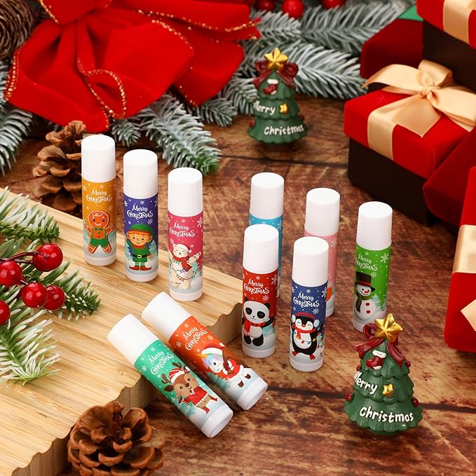 50 Pcs Cute Christmas Lip Balms Gifts Bulk Christmas Stocking Stuffers Holiday Treat Gifts Goodie Christmas Party Supplies for Girls Kids Women Men-Velvo Beauty