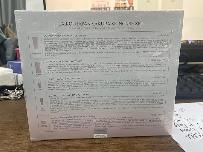 Skin Care Set Sakura Women Beauty Gift Sets Korean Skin Care Kit with Cleanser, Face Serum, Face Cream,Toner,Eye Cream,2Pcs Mud Mask - Skin Care Routine Kit for Women (SetC)-Velvo Beauty