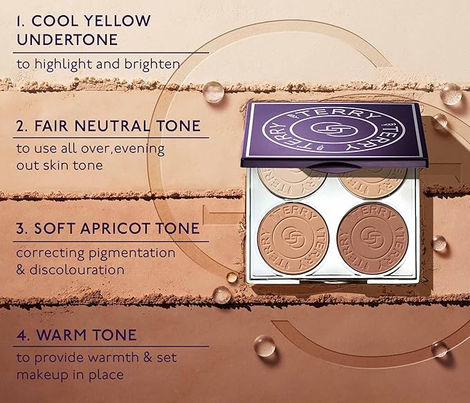 By Terry Hyaluronic Hydra-Powder Palette, 4-Shade, Vegan Contour Palette For Flawless & Matte Complexion, Medium to Warm-Velvo Beauty
