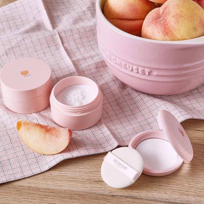 SKINFOOD Peach Cotton Multi Finish Powder 5g - Korean Peach Extract & Calamin Sebum Control Face Powder - Silky Setting Powder - Setting Powder for Oily Skin - Sweet Peach Scent for Soft Skin-Velvo Beauty