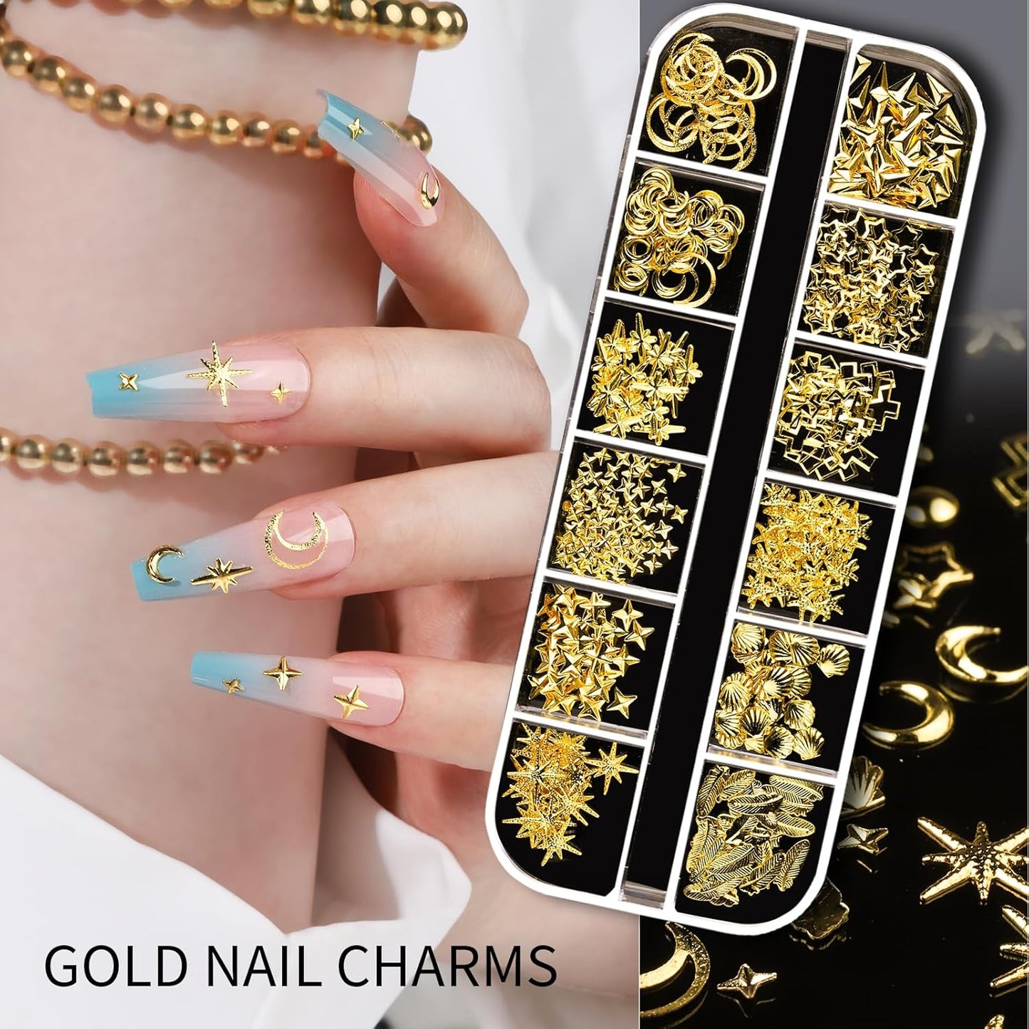 Teenitor Nail Charms and Gems Nail Art Tools, 6 Boxes 3D Nail Gems with 15 Sheets Nail Stickers for Nail Art, Flower Nail Stickers Nail Rhinestones Nail Supplies, Nail Pearls Nail Stuff Nail Decor-Velvo Beauty