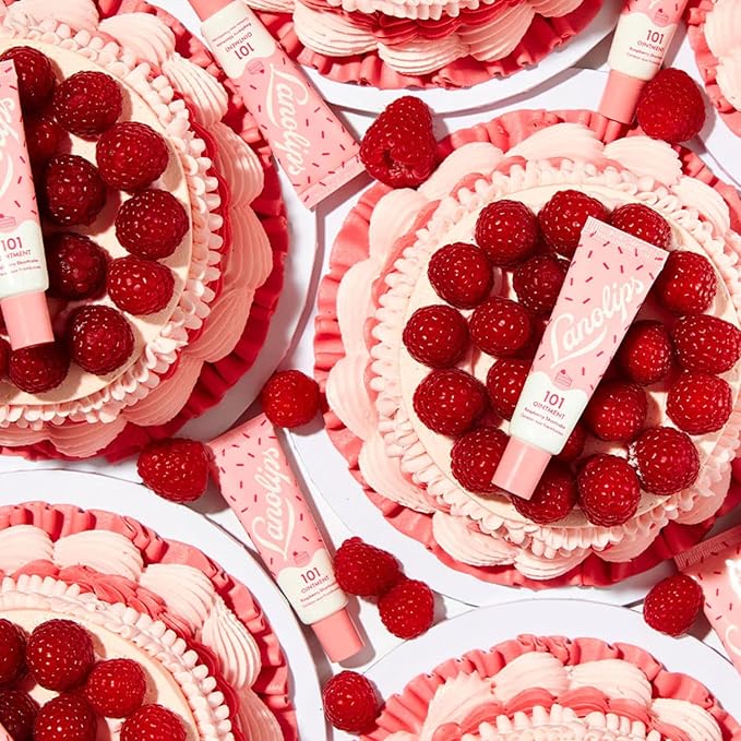 Lanolips 101 Delicious Rasberry Shortcake - Lip Balm with Vitamin E Oil and Lanolin for Lip Hydration - Naturally Flavored Lanolin Lip Balm for Very Dry Lips - Dermatologist Tested (.35 Oz)-Velvo Beauty