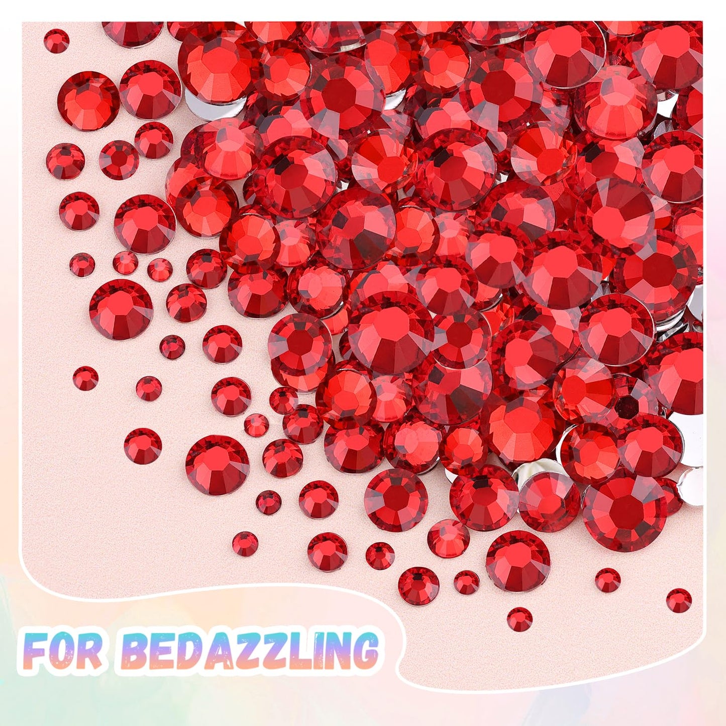25000Pcs Resin Rhinestones with Tweezers for Crafting, 2-6mm Mixed Sizes (Red) Non Hotfix Flatback Gems, Bedazzling Crystal for DIY Crafts Clothing Tumblers Mugs Shoes Decor Nail Art-Velvo Beauty