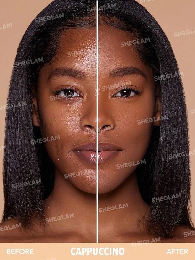 SHEGLAM SKin-Focus Full Coverage Powder Foundation Oil-Control Lightweight Face Pressed Powder Makeup-Saddle-Velvo Beauty