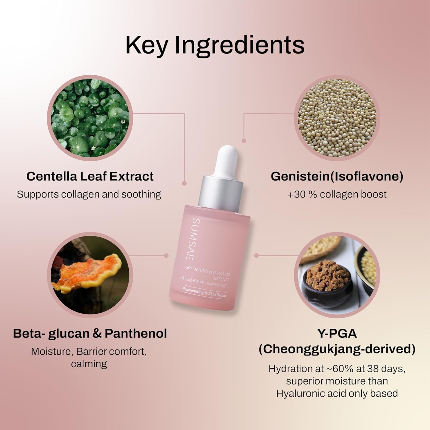 Isoflavone Hydrating Essence - Korean Skin Care with Polyglutamic Acid γ PGA from Korean Fermented Soybeans Hydrating and Firming Essence 30ml/1.01 fl.oz.-Velvo Beauty