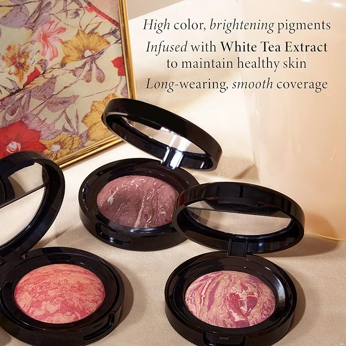 LAURA GELLER NEW YORK Baked Blush-n-Brighten Marbleized Blush + Angled Brush (04 Ethereal Rose, 47mm)