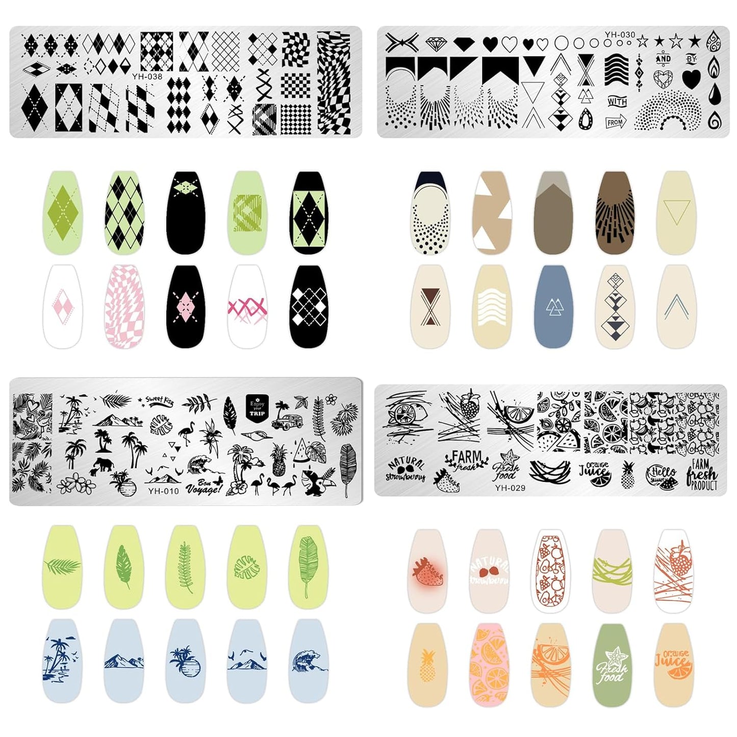 AddFavor Nail Stamper Kit 8pcs Nail Stamping Plates Flower Leaves Geometric Butterfly Image Nail Stencils with Silicone Stamp and Scraper for Women Girls Summer Nail Art Design Supplies Tools-Velvo Beauty