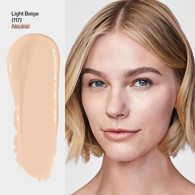 Revlon Illuminance Tinted Serum, Triple Hyaluronic Acid, Evens Out Skin Tone Over Time and Hydrates All Day, SPF 15, 117 Light Beige, 0.94 fl oz.-Velvo Beauty