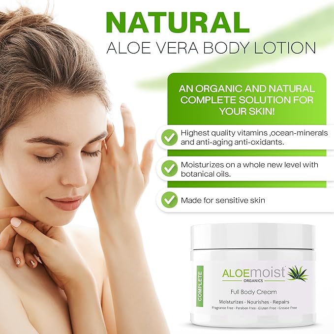 Organic Aloe Vera Lotion - Face & Body Moisturizing Cream with Natural Aloe Vera, Vitamin E Oil, Vitamin C, Retinol Cream, Shea Butter – Anti Aging Face Moisturizer for Women, Dry Skin (4 oz)-Velvo Beauty