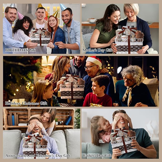 Fathers Day Gifts for Men for Dad Bath and Body Gift Basket For Women & Men Spa Gift Basket Coconut Almond 16 Pcs Bath Gift Set With Fragrant Lotion, Home Spa Luxurious Bath Body Oil, Diffuser & More-Velvo Beauty