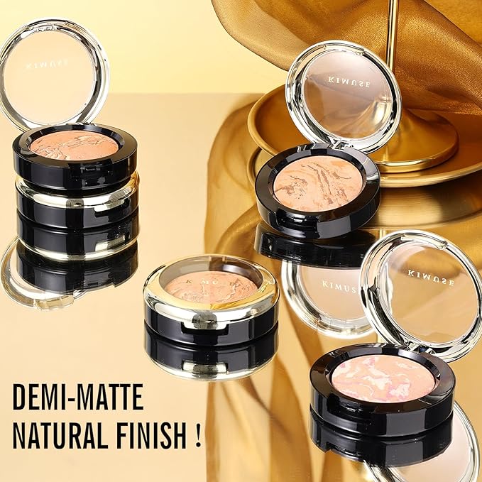 KIMUSE Lighting Glow Baked Foundation, Brighten Color, Color Corrector, Buildable Coverage, Lightweight Powder Foundation, Radiant Natural Finish-Velvo Beauty