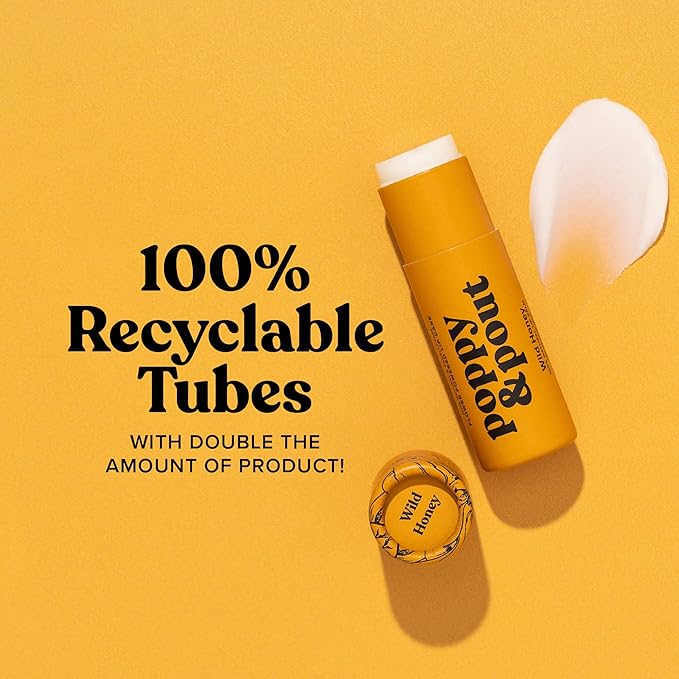 Poppy & Pout Wild Honey Jumbo Lip Balm | All Natural Lip Balms & Moisturizers | Hydrates with Beeswax, Vitamin E, Organic Coconut Oil | Cruelty-Free | Lip Balm in Recyclable Cardboard Tube-Velvo Beauty