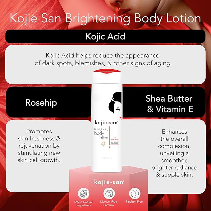 Kojie San Face & Body Complete Brightening Set - 3 x 100g Bars Soap, Body Lotion, Face Cream, Toner, and Face Cleansing Brush - 7pcs-Velvo Beauty