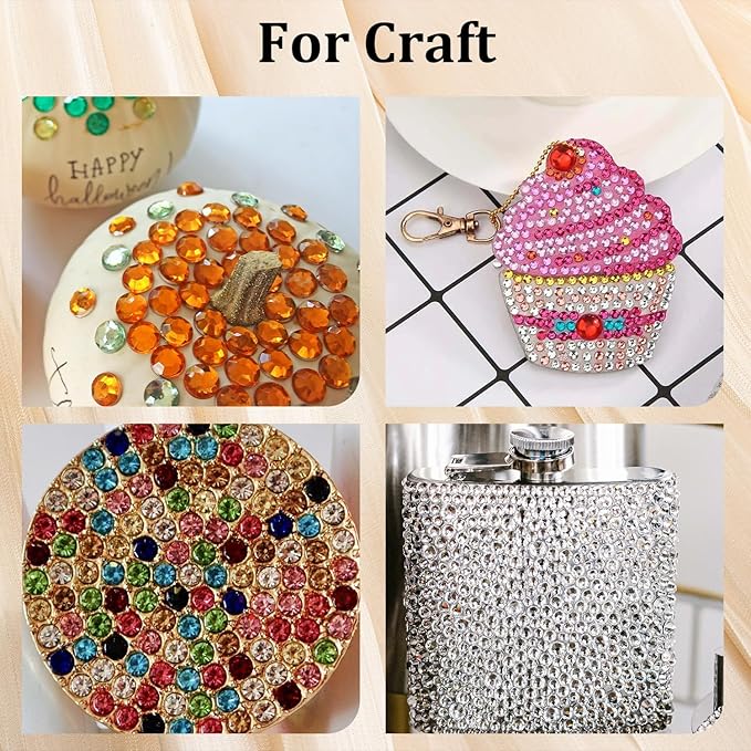 Colorful Face Gems for Makeup Set, Flatback Gorgeous Charming AB Glass Rhinestone with Makeup Glue+Picker Pencil+Tweezer for Eye Body Hair Make-up and Nail Art Deco-Velvo Beauty