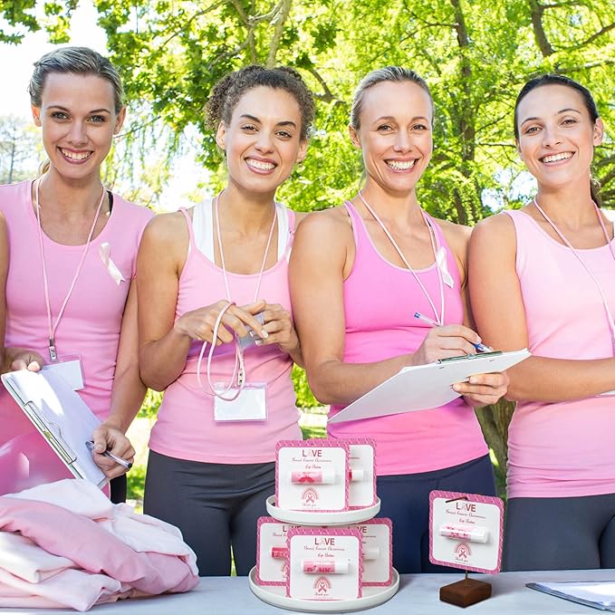 30 Pack Breast Cancer Awareness Favors Bulk Lip Balms Gifts Pink Ribbon Lip Balms Favors Breast Cancer Awareness Month Accessories Support Party Items Decorations for Women Men Survivors-Velvo Beauty