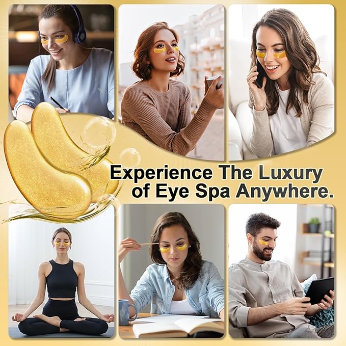 Under Eye Patches (50 Pairs) - 24K Gold Eye Masks Enriched with Abundant Collagen for Dark Circles, Puffy Eyes, Wrinkles - Gifts for Women Skin Care - Vegan & USA Tested-Velvo Beauty