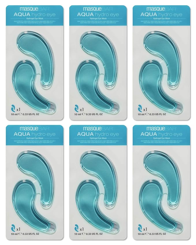 masque BAR Hydrogel Aqua Eye Patches (6 Pairs) with Hyaluronic Acid and Collagen, Korean Under Eye Skincare Treatment, Moisturize & Hydrate Skin Around Eyes, Reduce Fine Lines, Wrinkles-Velvo Beauty