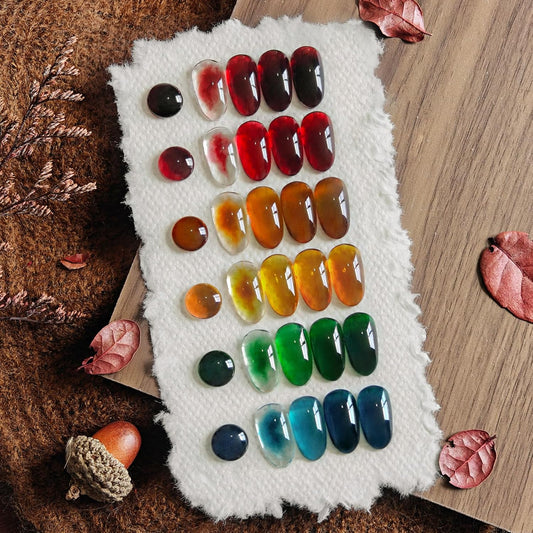 Born Pretty Jelly Gel Nail Polish Fall Winter Amber Crystal Transparent Sheer Clear Gel Polish Red Coral Burnt Orange Green Blue Amber Brown 6 Colors Manicure Kit-Velvo Beauty