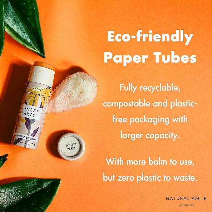 Natural Amor All Natural Lip Balm - 0.3oz Paper Tube - Handcrafted with Beeswax, Vitamin E, Essential Oil and Coconut Oil - Cruelty-Free, Citrus Scent-Velvo Beauty