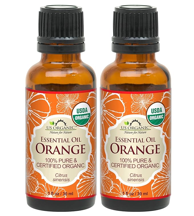 US Organic 100% Pure Sweet Orange Essential Oil - USDA Certified Organic - 30 ml Pack of 2 - w/Improved caps and droppers (More Size Variations Available)-Velvo Beauty