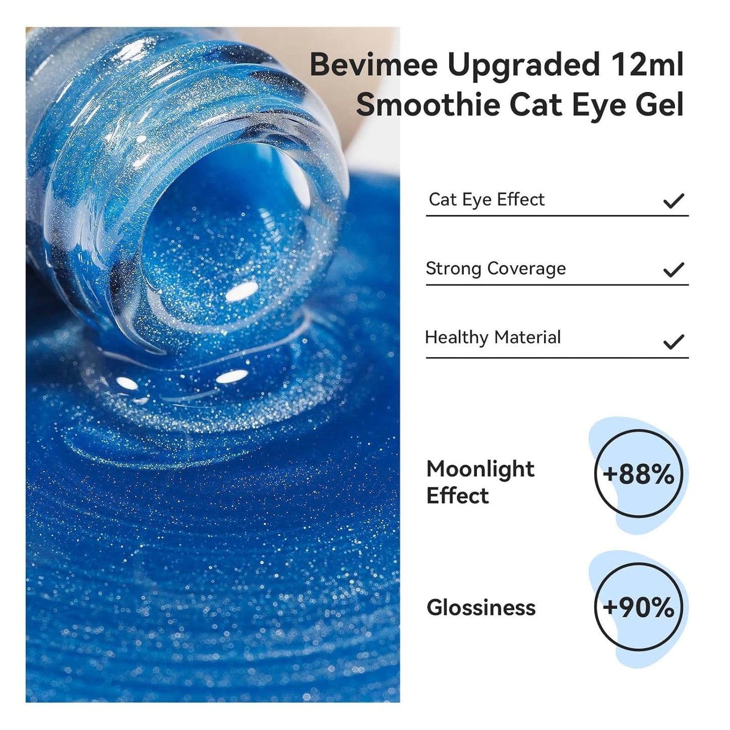 Moonlight Cat Eye Gel Nail Polish 12ML Blue Glitter Magnetic Gel Polish Velvet Ceramic Effect Crystal Shimmer Cateye Soak Off Manicure Salon At Home 1Pc-Velvo Beauty