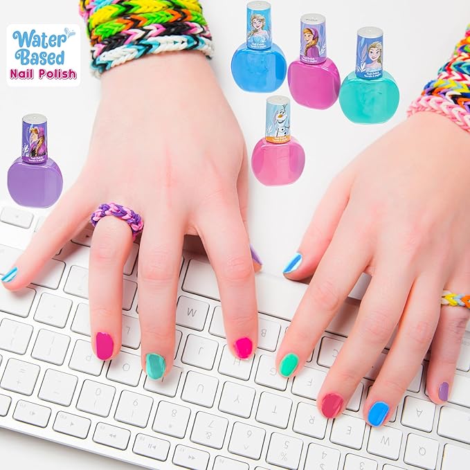 Disney Frozen 2 - Townley Girl Super Sparkly Cosmetic Makeup Set for Girls with Lip Gloss Nail Polish Nail Stickers - 11 Pcs|Perfect for Parties Sleepovers Makeovers| Birthday Gift for Girls 3 Yrs+-Velvo Beauty