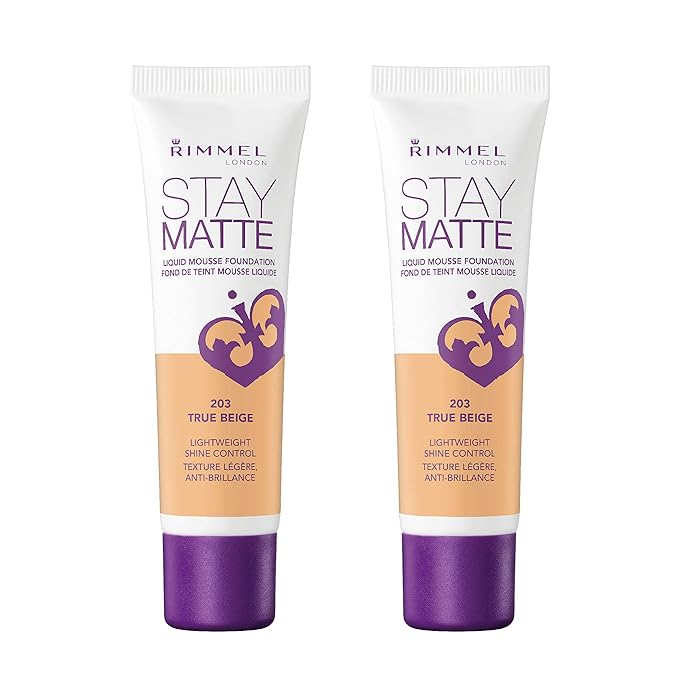 Rimmel, Stay Matte Foundation, True Beige 2 Count (Pack of 1)-Velvo Beauty