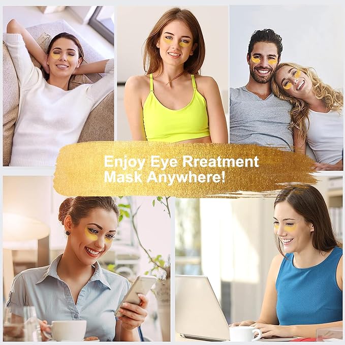 24k Gold Under Eye Patches, Eye Masks for Puffy Eyes 60 pcs, for Dark Circles and Puffiness, Hydrating Eye Mask Skincare, Eye Gel Pads for Eye Bags and Wrinkles Under Eye Treatment-Velvo Beauty