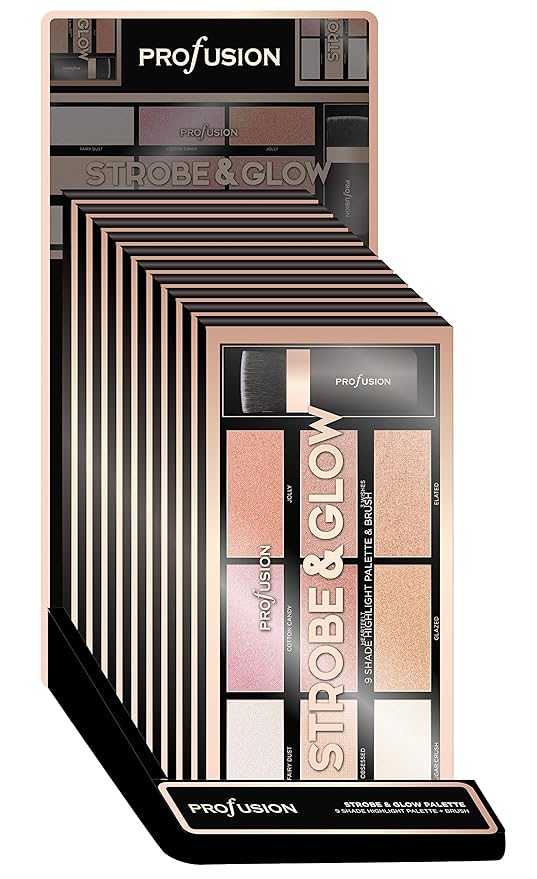 Profusion Cosmetics Professional Artistry Pro Strobe and Glow Highlight Palette Face Cheek Diamond Shimmer Glitter Highlighter Makeup Palette Powder iluminadores-Velvo Beauty