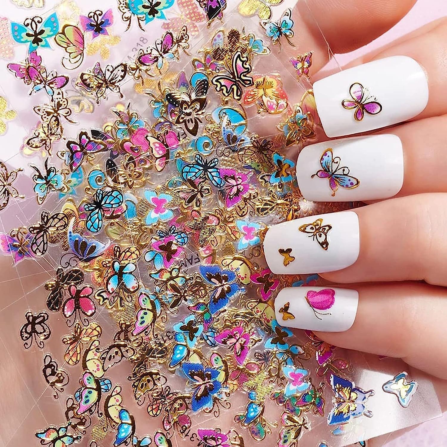 30 Sheets Butterfly Nail Stickers Colorful 3D Self Adhesive Nail Art Charms Sticker Decals for Crafts Supplies Accessories (ST-B)-Velvo Beauty