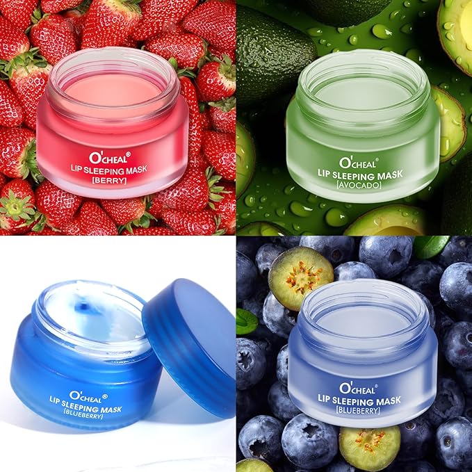 Moisture Collagen Booster Lip Sleeping Mask Sheet, Nourishing, Plumping and Hydrating Lip Balm, Blueberry Lip Mask, Day and Night Repair Lip Balm for Improves Dryness and Cracked (Blueberry)-Velvo Beauty