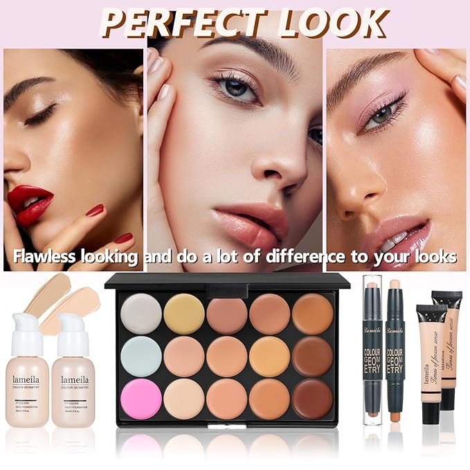 Makeup Set Makeup Kit for Women Full Kit Makeup Sets for Teens Women Gift Eyeshadow Palette Lipgloss Foundation concealer Makeup Kits forTeenager-Velvo Beauty