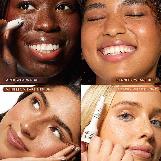 Freckle Stamp Pen,Fake Freckles Stain Marker Pencil Tool for Natural and Lifelike Sunkissed Face Freckle Makeup for Waterproof and Long-Lasting,Quick Dry 5-Point Faux Freckle Stamp Cushion, 03 Dark-Velvo Beauty