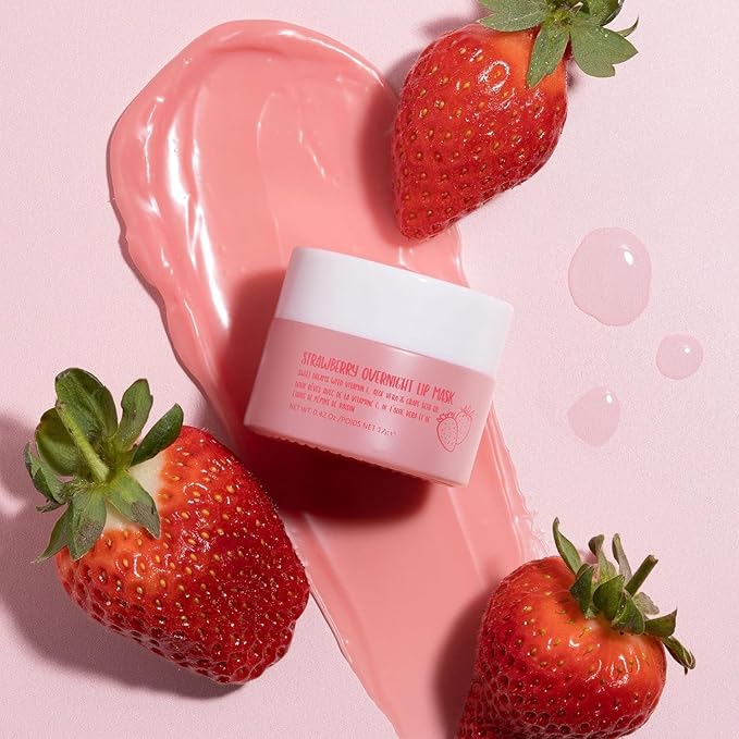 W7 Super Sweet Dreams Strawberry Lip Mask - Vitamin E, Aloe Vera and Grape Seed Oil - For Hydrated, Full Looking & Irresistible Lips - 0.67 Fl Oz-Velvo Beauty
