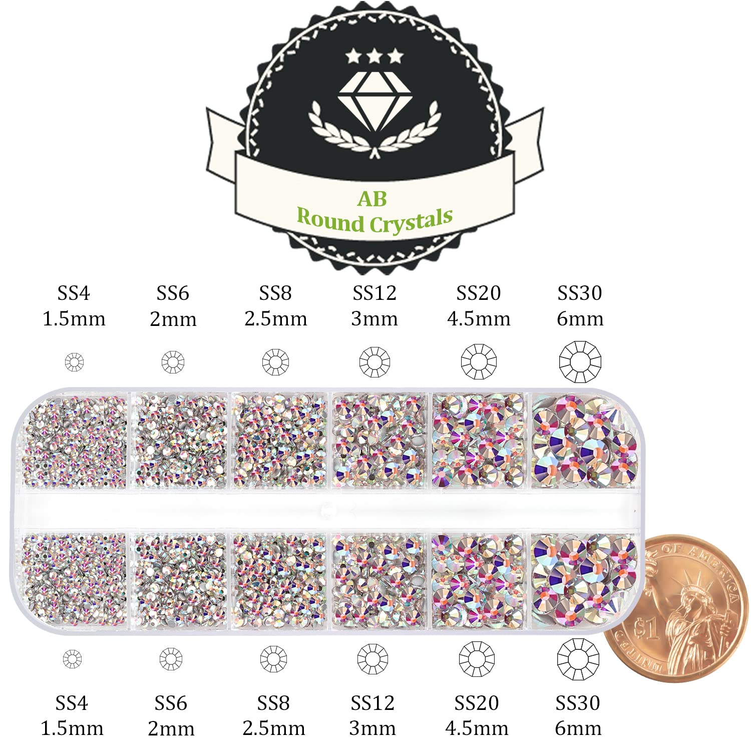 Two Packs of Flatback Rhinestones 4000 Pcs Nail Art Rhinestones Flatback Crystal AB Rhinestone with Picker Pencil and Tweezer for Nail Art and Decoration-Velvo Beauty