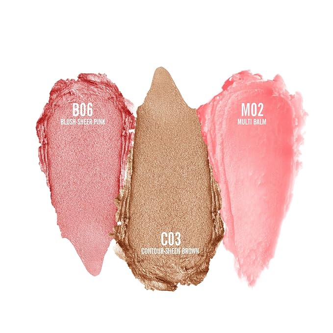 KIMUSE Multi Stick Trio Face Makeup, Cream Blush Stick for Cheeks & Lips, Moisturizer & Contour Makeup Sticks for All Skin,PEACHY PINK-Velvo Beauty