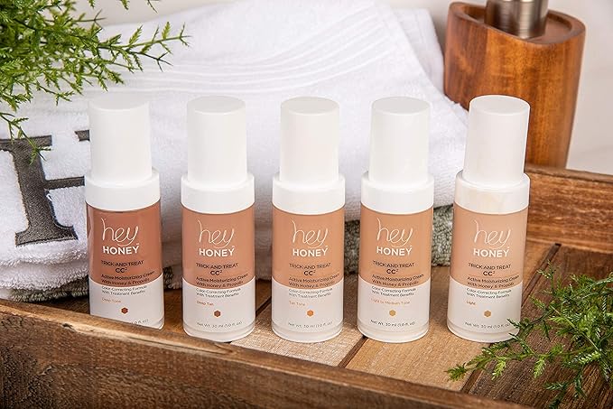 Hey Honey Trick and Treat CC² Cream SPF 46 | Active Moisturizing Color Correcting Cream with Honey & Propolis | Best Cover For Rosacea, Skin Redness & Mature Skin | Cruelty-Free | 1 oz (Deep Tan)-Velvo Beauty