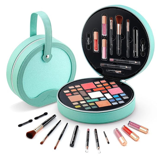 Color Nymph All In One Makeup Kit For Teens With Portable Cosmetics Bag, Multiple Makeups For Begginers As Christmas,New Year,Birthday Gift Included 38-Colors Eyeshadows Lipglosses Brushes(Green)-Velvo Beauty