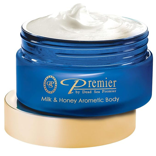 Premier Dead Sea Aromatic Body Butter – Milk & Honey, Hydrating Shea Body Butter for Women & Men, Moisturizing, Firming & Anti-Aging Cream for Dry Skin, Hand & Body, 5.95 Fl.oz-Velvo Beauty