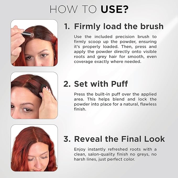 THICK FIBER Root Touch Up and Hairline Concealer for Thinning Hair Women - Water & Sweat Resistant Hair Loss Powder Set, Includes Brush (Red Brown)-Velvo Beauty