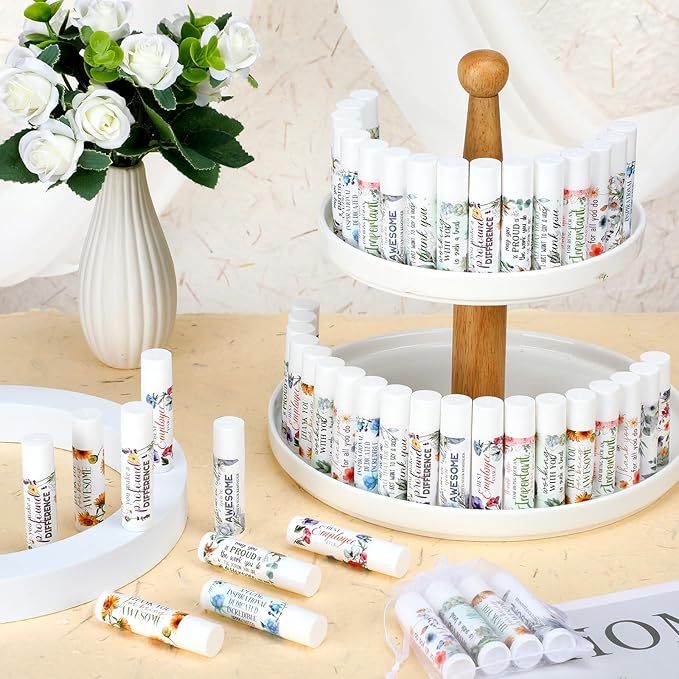 50 Pcs Inspirational Gifts Lip Balms in Bulk Motivational Small Thank You Gifts Wedding Bridal Baby Shower Party Favors Lip Balm for Women Teacher Nurses Coworkers Employees 10 Styles-Velvo Beauty