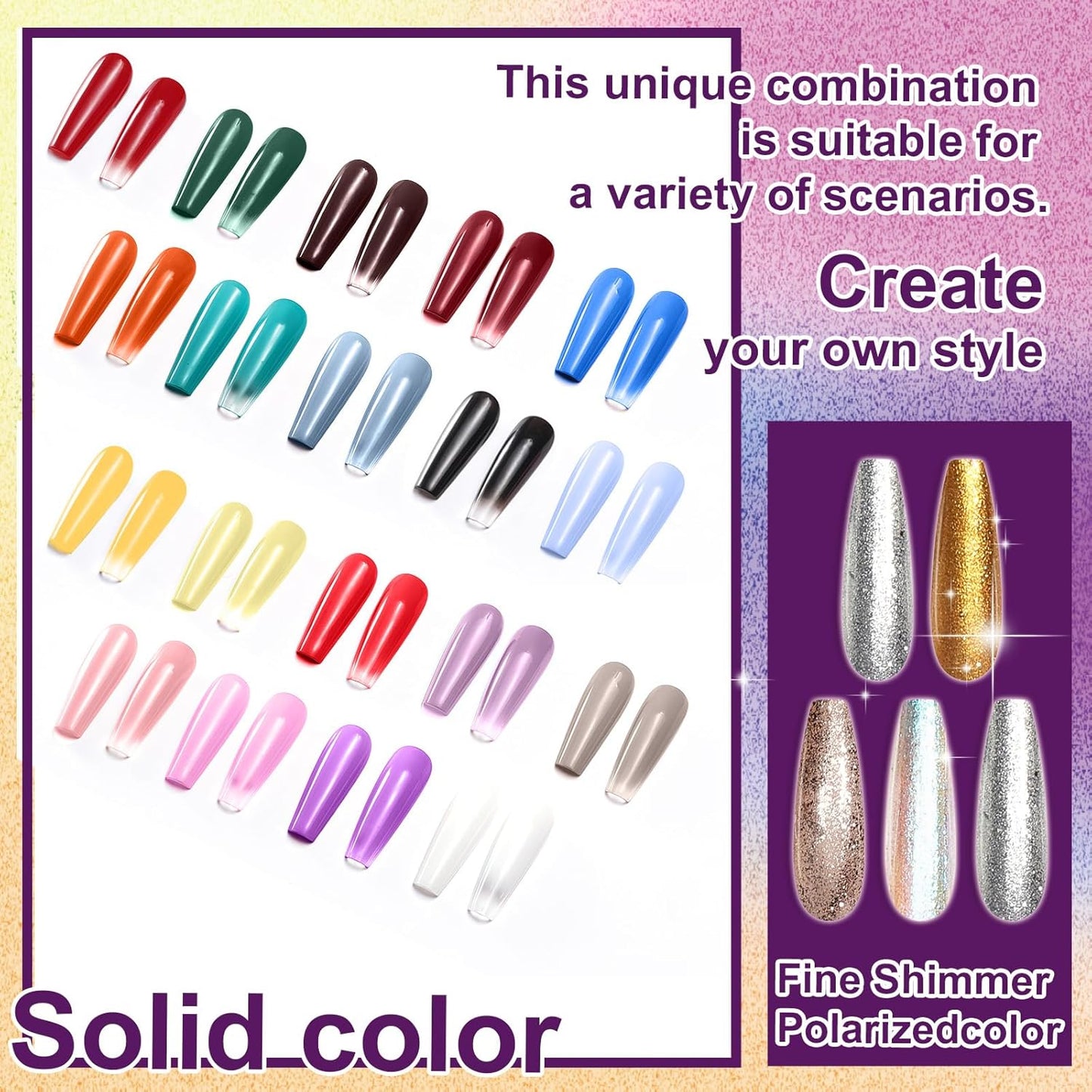 Gradient Painting Gel, 24 Gliter Colors Ombre Gel Nail Polish for Pigment Pat Silver&Gold Aura Nails, French Manicure DIY Nail Art Long-lasting No-wipe Palette C-Velvo Beauty