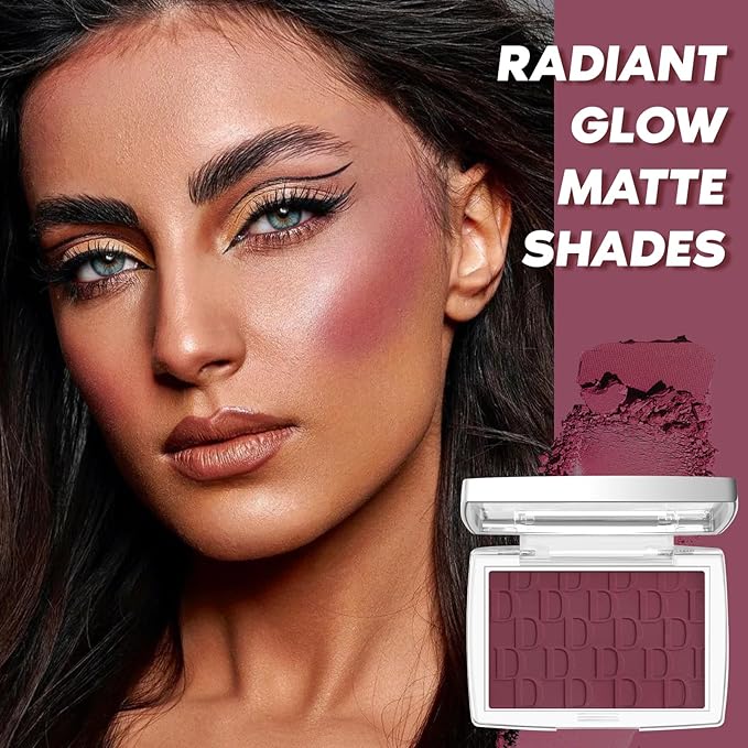 Berry Blush Powder Blush for Cheeks with Brush, Matte Blush Palette Blush Powder Face Blusher, Natural Blendable Formula Silky Lightweight Makeup Blush Rubores de Maquillaje, 006#-Velvo Beauty