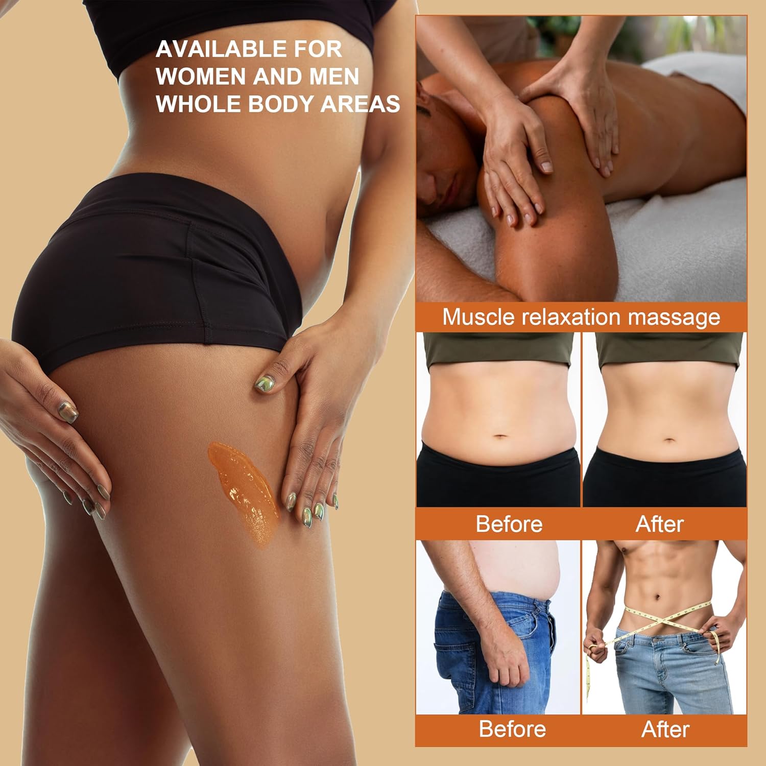 Hot Caffeine Conductive Gel for Body Sculpting Machine, Massage Gel for Body Slimming, Skin Firming & Lifting, Tighten Arms, Tummy, Butt, Thighs for Women and Men, with Capsicum Resin Help Fat Burning-Velvo Beauty