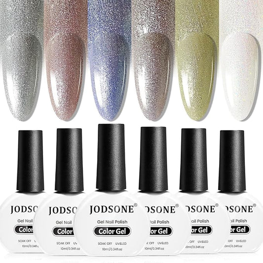 JODSONE 10ml Glitter Gel Nail Polish Set 6 Color Glitter Effect gel polish All Seasons Neutral Soak off LED Lamp Gel Manicure Set for Nail Art-Velvo Beauty