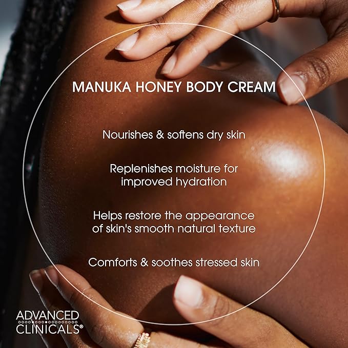 Advanced Clinicals Manuka Honey Body Cream For Women & Men | Body Butter Lotion For Extremely Dry Skin | Collagen Cream | Skincare Moisturizer Hydrating Balm Improves Look Of Aging Skin, 16Oz, 2-Pack-Velvo Beauty