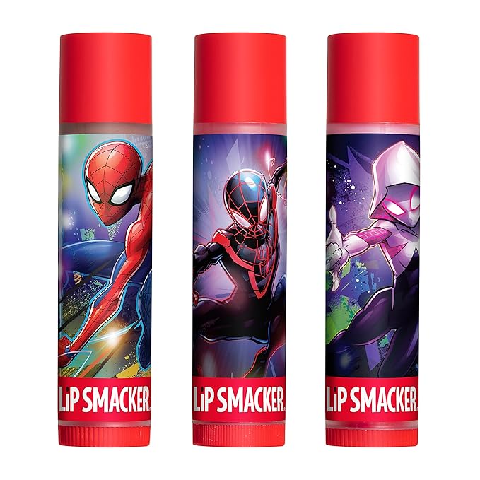 Lip Smacker Marvel Spiderman Holiday 3 pcs Flavored Lip Balm Tin, Stocking Stuff For Boys-Velvo Beauty