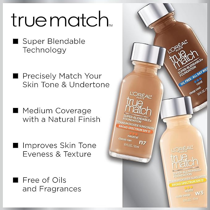 L'Oreal Paris Makeup True Match Super-Blendable Liquid Foundation, Spiced Latte W9, 1 Fl Oz,1 Count-Velvo Beauty